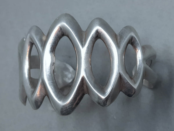 Tufa Cast Navajo Silver Cuff by Francis Jones