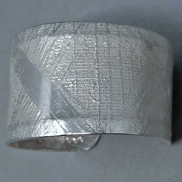 Large Navajo Silver Cuff Bracelet Plaid  Design with Diagonal by Gino Antonio 1.1/2" wide