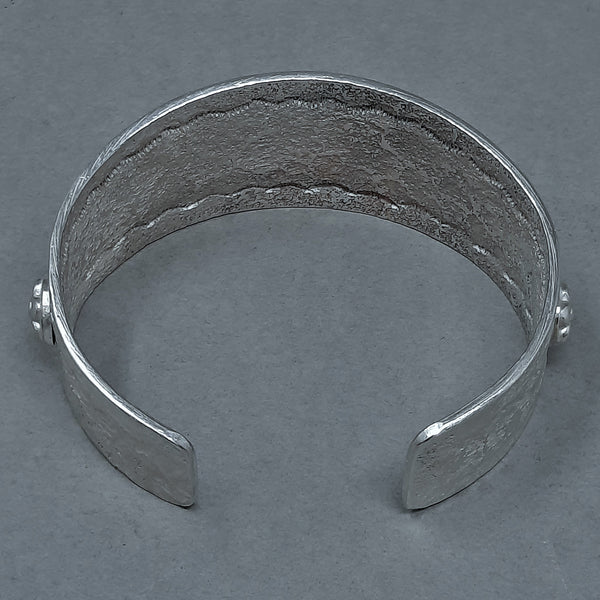 Navajo Silver Cuff Bracelet Rose Design by Gino Antonio