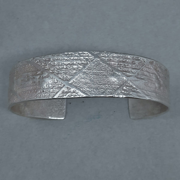 Navajo Silver Cuff Bracelet Plaid Design by Gino Antonio 3/4" Wide