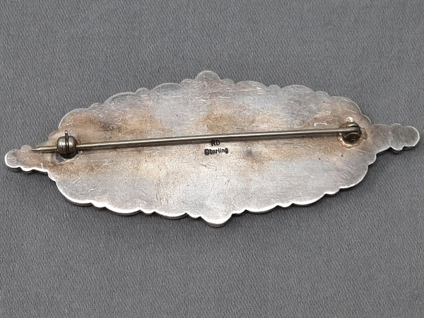Navajo Silver and Turquoise, Sugilite, & Spiny Oyster Brooch / Pin