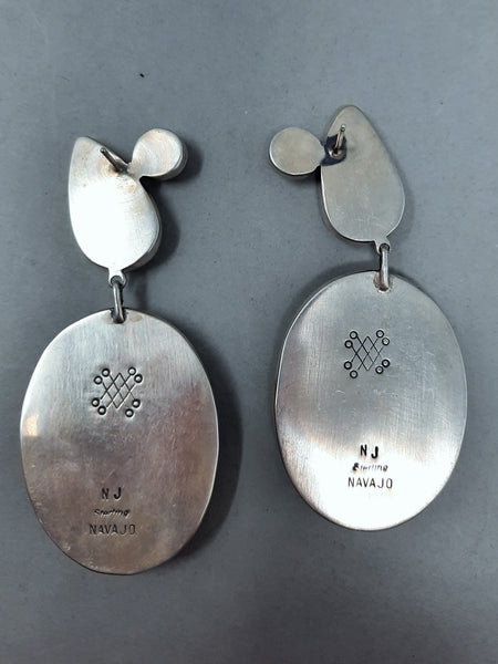 Navajo Shell and Onyx Dangle Earrings -Nila Cook Johnson
