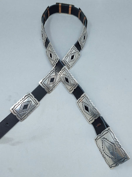 Elegant Navajo Jerry Cowboy Concho Belt Sterling Silver