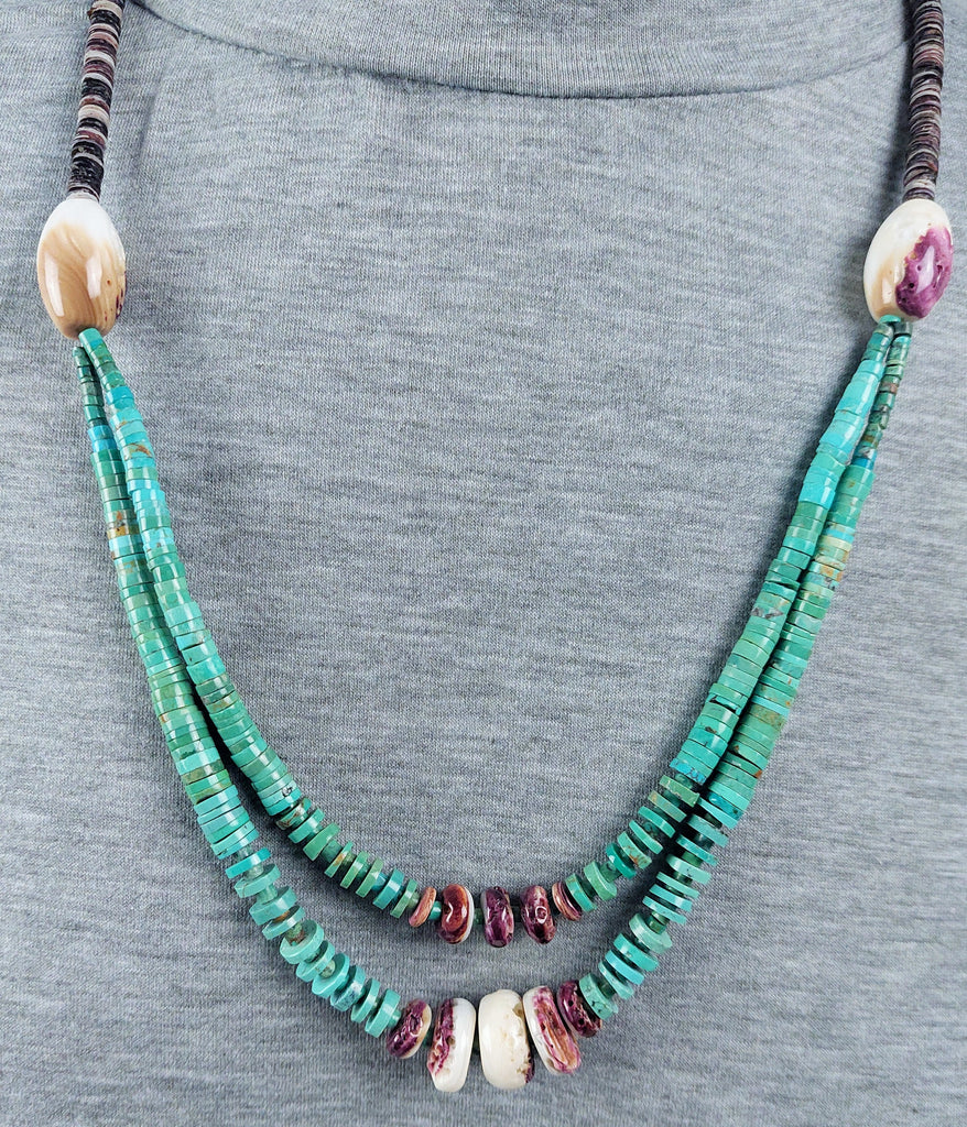 Santo Domingo Kewa Necklace Turquoise Heishi Beads Spiny Oyster Shells  Jewelry** | Turquoise heishi, Turquoise heishi beads, Clothes design