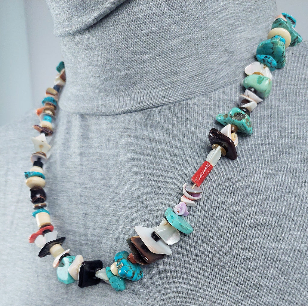 Santo Domingo Spiny Oyster Mosaic Shell Necklace with Jocla -  PuebloDirect.com