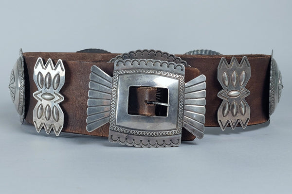 Magnificent Navajo Silver Concho Belt attributed to Roger Skeet