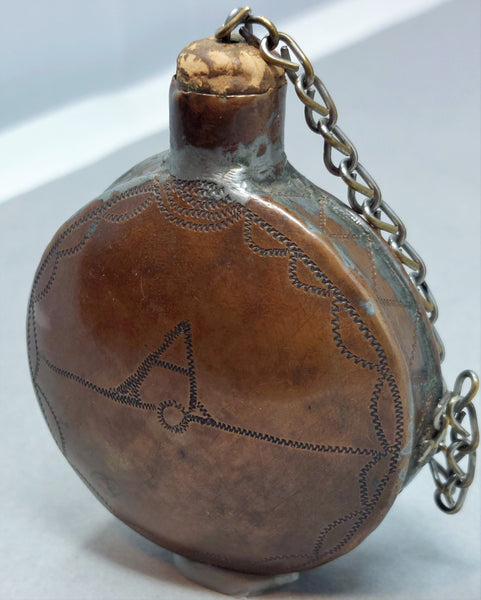 Small Navajo Copper Canteen with Cork Stopper Rocker Engraved