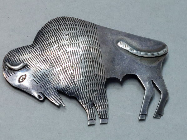 Navajo Sterling Silver Buffalo Pin Dennis Ramone