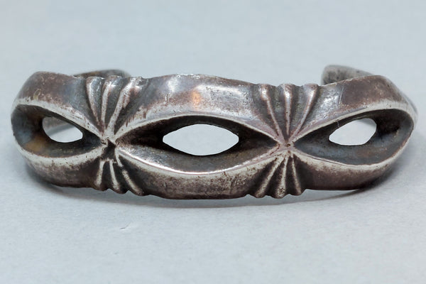 Narrow Cast Navajo Silver Cuff Bracelet