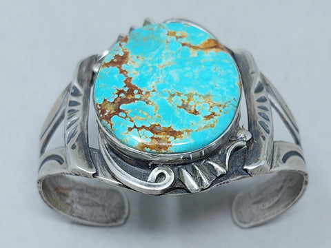 Vintage Navajo Sterling Silver & Turquoise  Cuff Bracelet