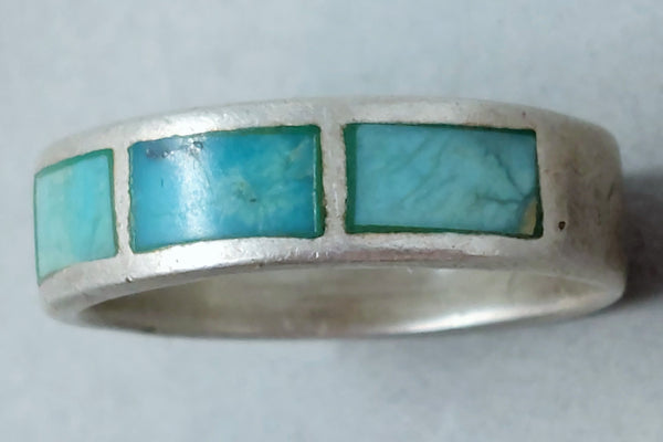 C G Wallace Trading Post Navajo Sterling Silver Turquoise Ring Size 11.5