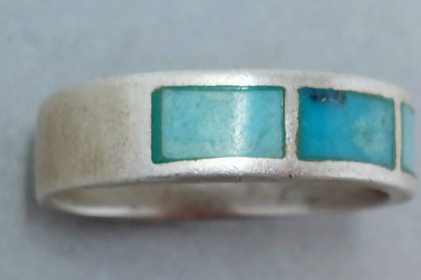 C G Wallace Trading Post Navajo Sterling Silver Turquoise Ring Size 11.5