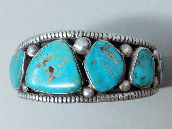 Navajo Sterling Silver Seven stone Turquoise Cuff
