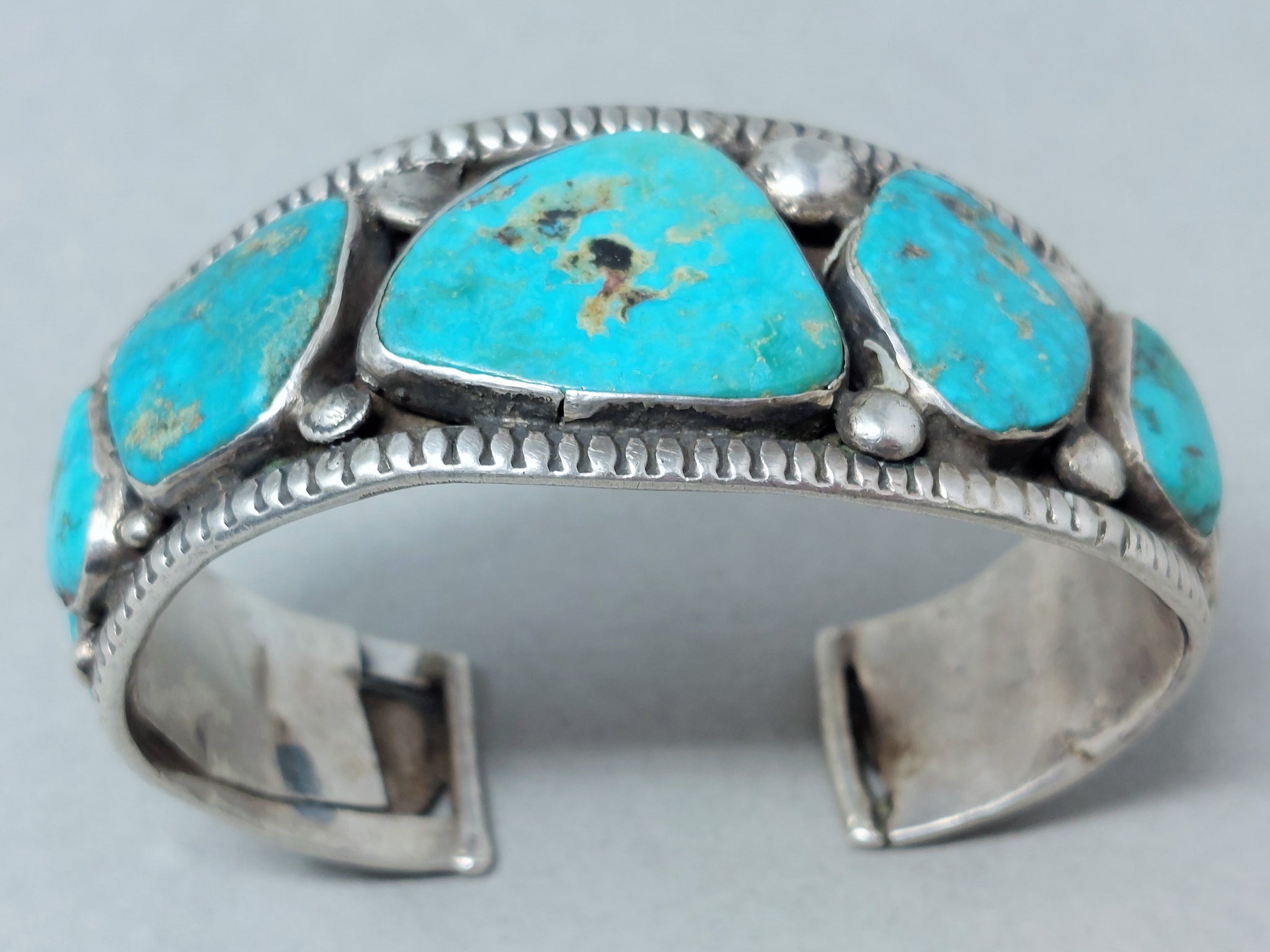 Navajo Sterling Silver Seven stone Turquoise Cuff