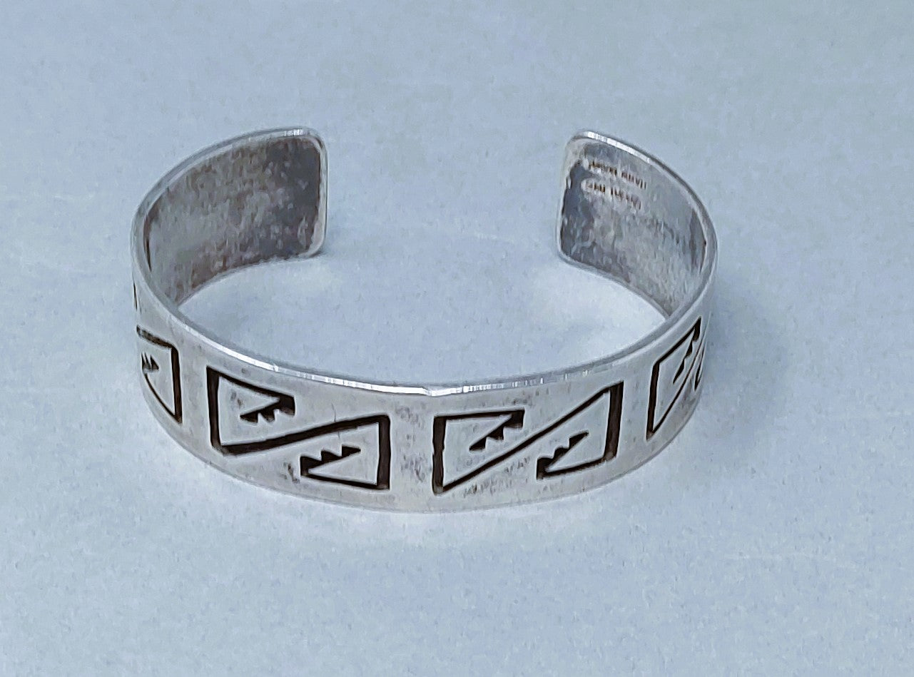 Hopi Sterling Silver Incised  Cuff Bracelet