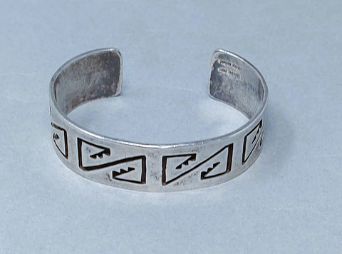 Hopi Sterling Silver Incised  Cuff Bracelet