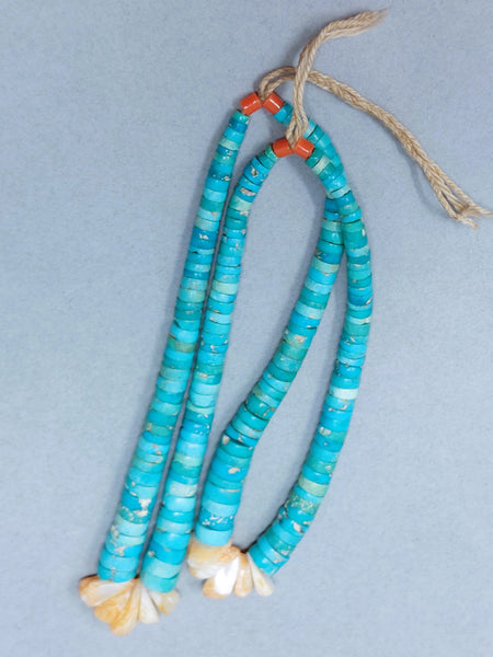 Santa Domingo / Pueblo Shell & Turquoise JACLA Pendant \ Drop Earrings