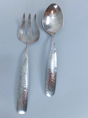 Sterling? Solid Silver Spoon & Fork Serving Salad Set by Awa Tsireh