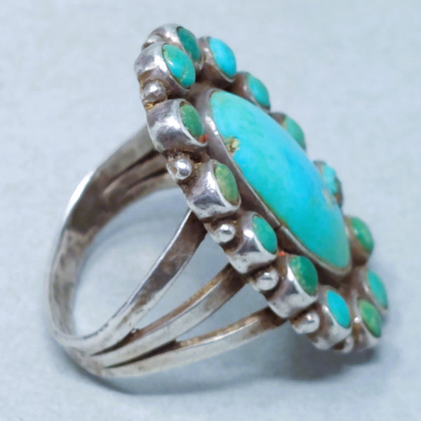 Old Pawn Navajo Sterling Silver  Turquoise Ring Size 8.5