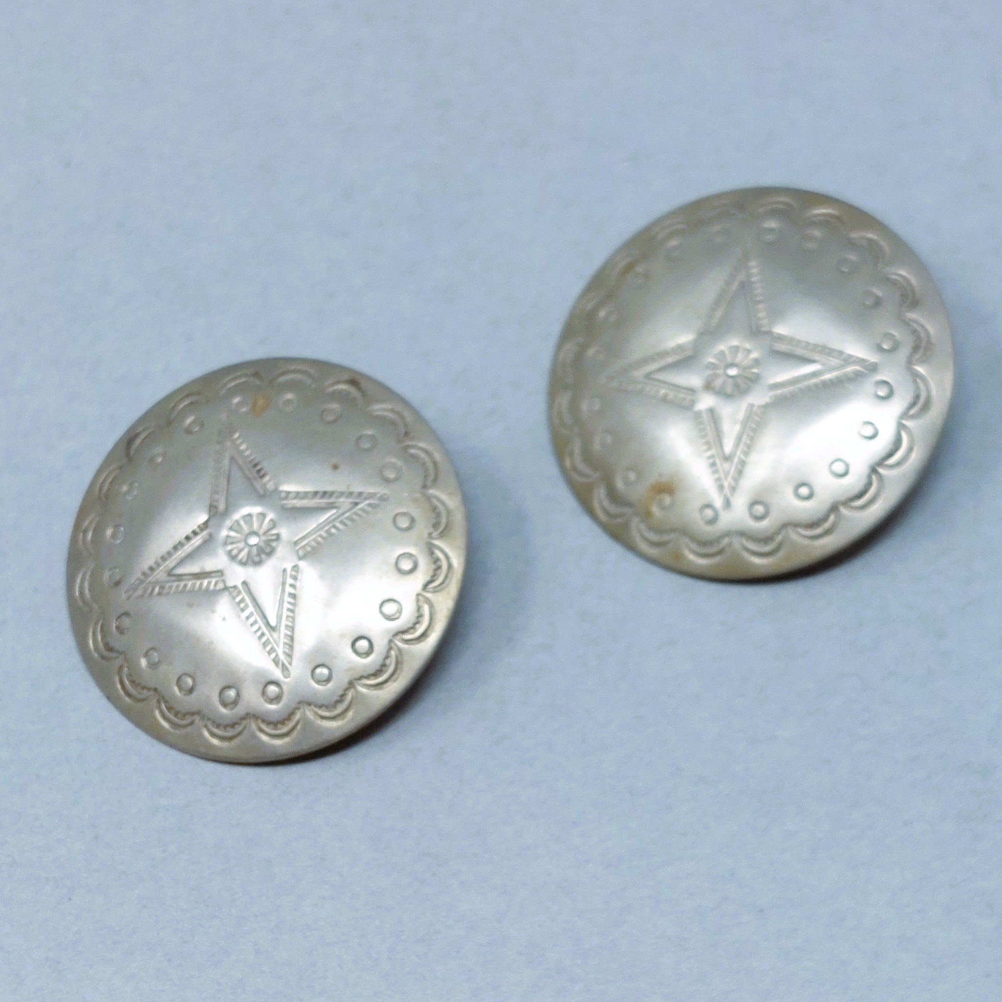 Navajo Sterling Silver Button with Central Star 2 pcs