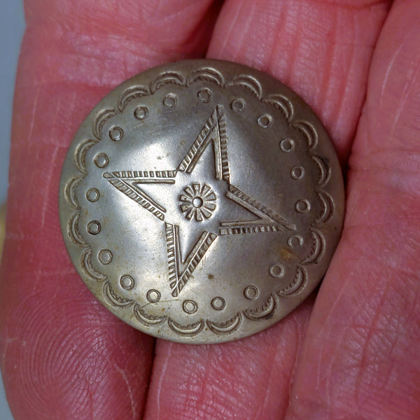 Navajo Sterling Silver Button with Central Star 2 pcs