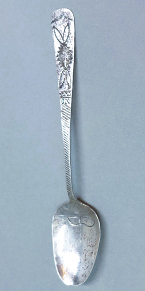 Navajo Antique Silver Souvenir Spoon Great Stamp Work Circa 1900 Bow & Arrow