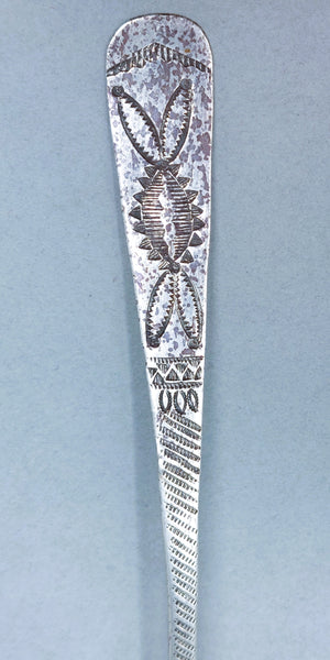 Navajo Antique Silver Souvenir Spoon Great Stamp Work Circa 1900 Bow & Arrow