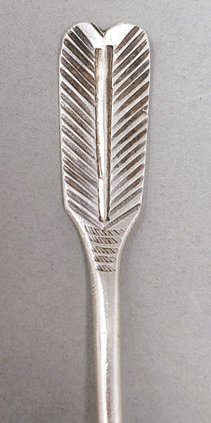 Navajo Antique Silver Demitasse Souvenir Spoon with Feathers