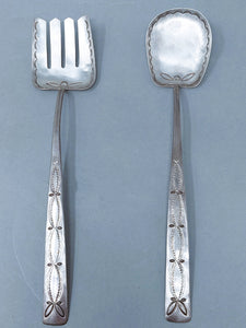 Navajo Solid Silver Spoon & Fork Serving Salad Set Signed