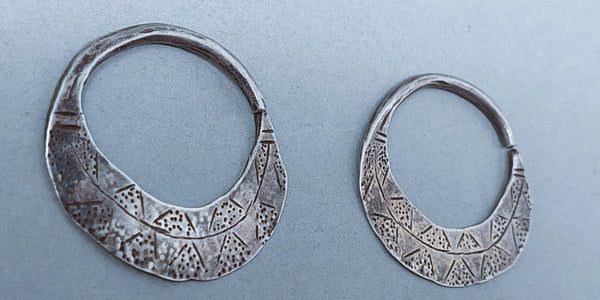 Antique Navajo / Pueblo Silver Rocker Engraved EARRINGs