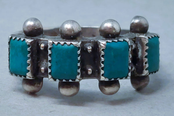 Vintage Navajo Sterling Silver Fred Harvey Turquoise Ring size 5.5