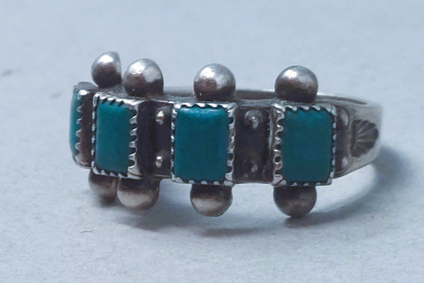 Vintage Navajo Sterling Silver Fred Harvey Turquoise Ring size 5.5