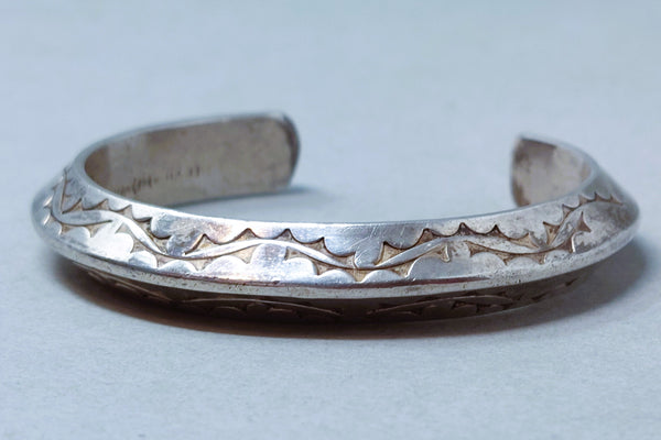Navajo Heavy Hand Wrought Triangular Sterling Silver Cuff Bracelet