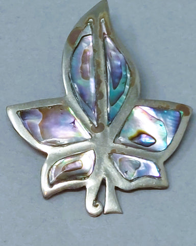 Southwest Alpaca Silver Abalone Leaf Pin