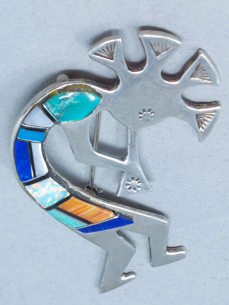 Zuni Kokopelli Sterling Silver Brooch Pin Pendant