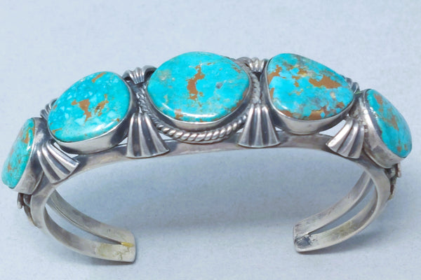 Vintage Navajo Sterling Silver & 5 stone Turquoise findings  Cuff Bracelet