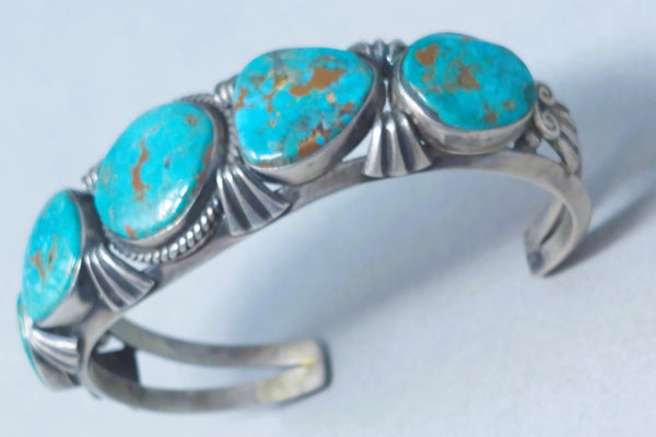Vintage Navajo Sterling Silver & 5 stone Turquoise findings  Cuff Bracelet