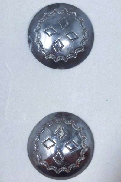 Large Navajo Silver Button with Stamp work & Great Patina