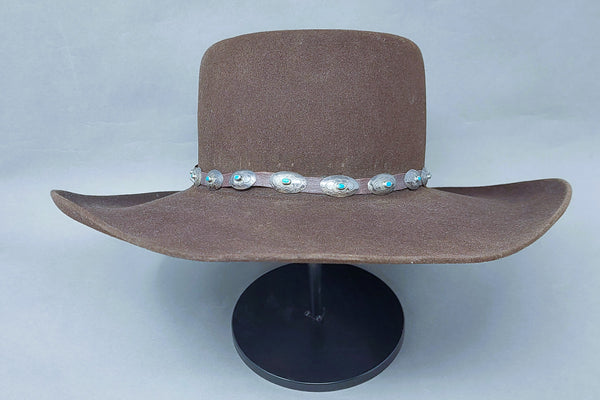 Vintage Concho Hat Band on Leather Attr. Roy Vandever