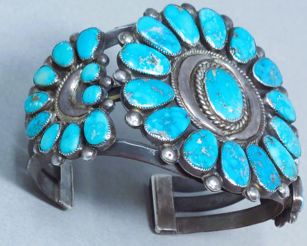Classic Navajo / Zuni Turquoise & Silver Cuff Bracelet