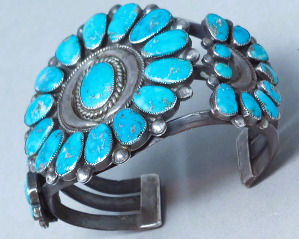 Classic Navajo / Zuni Turquoise & Silver Cuff Bracelet