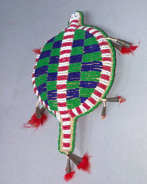 Sioux Umbilical Fetish with Red, White, Blue, Green Beads