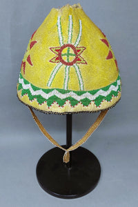 Apache Beaded Hide Skull Cap