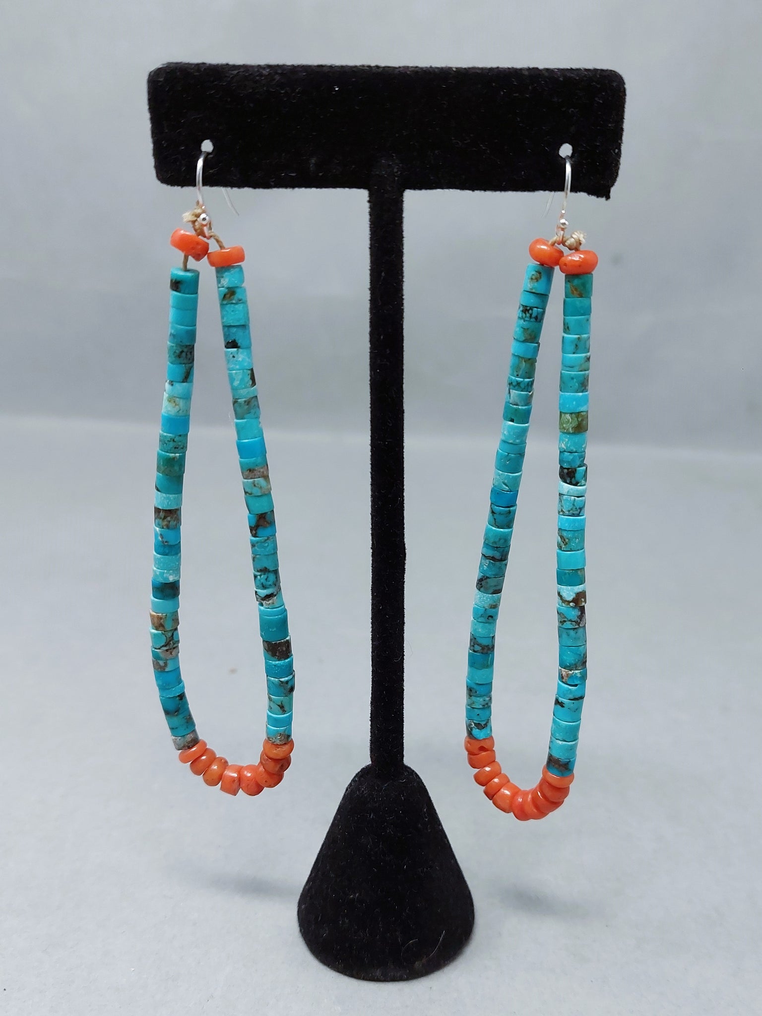 Santa Domingo / Pueblo Turquoise &  Coral JACLA Pendant \ Drop \ Earrings with hooks