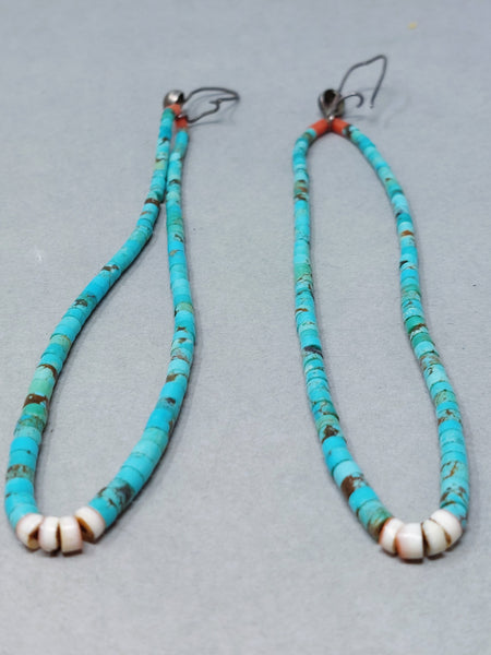 Santa Domingo / Pueblo Turquoise &  Shell (heishi) JACLA Pendant \ Drop \ Earrings with hooks