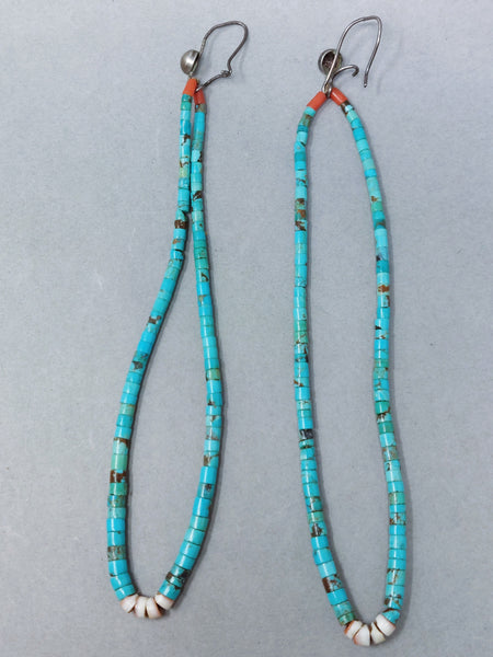 Santa Domingo / Pueblo Turquoise &  Shell (heishi) JACLA Pendant \ Drop \ Earrings with hooks