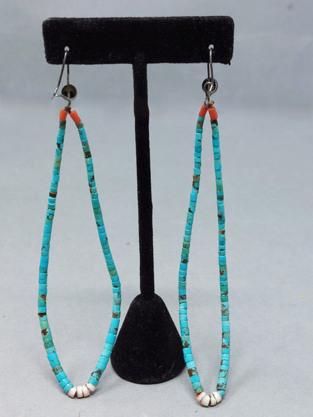 Santa Domingo / Pueblo Turquoise &  Shell (heishi) JACLA Pendant \ Drop \ Earrings with hooks