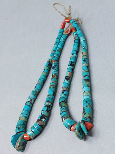 Santa Domingo / Pueblo Turquoise &  Shell (heishi) JACLA Pendant \ Drop \ Earrings