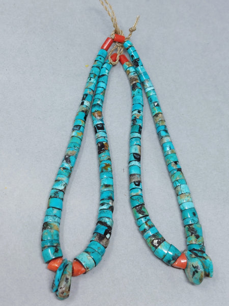 Santa Domingo / Pueblo Turquoise &  Shell (heishi) JACLA Pendant \ Drop \ Earrings