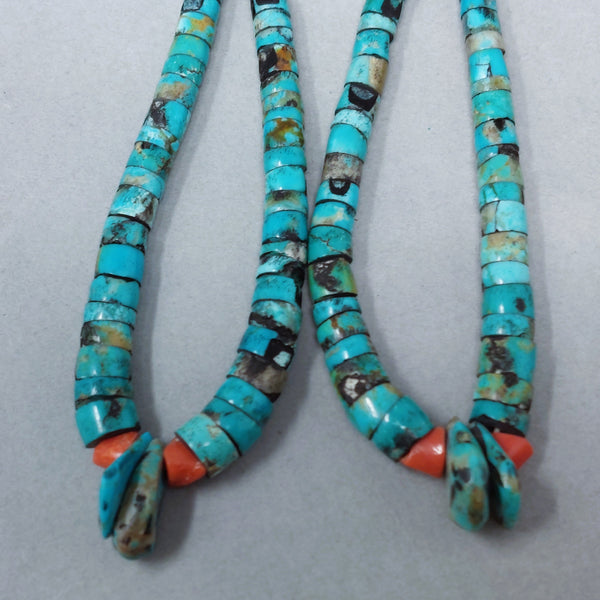 Santa Domingo / Pueblo Turquoise &  Shell (heishi) JACLA Pendant \ Drop \ Earrings